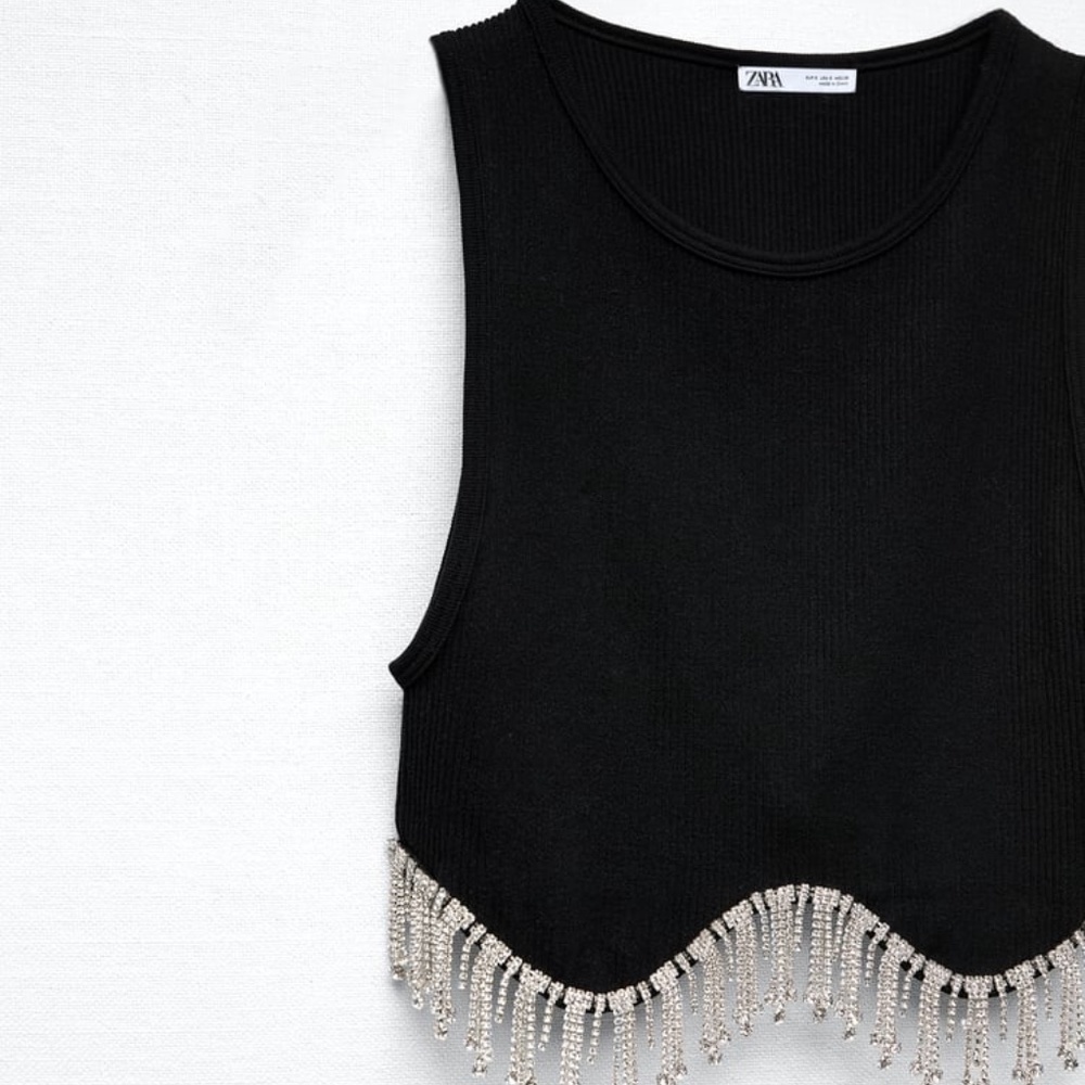 Zara SEAMLESS RHINESTONE TOP - Picture 3 of 17